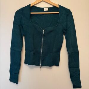 Abercrombie & Fitch Teal Knit Sweetheart Neckline Sweater